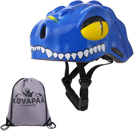 Køvapää® Blauwe Krokodil Fietshelm Kinderen - Maat 49-53 CM - 2 t/m 5 jaar - XS/S - Fietshelm Jongens- Fietshelm Meisjes - Fietshelm Kind van Køvapää