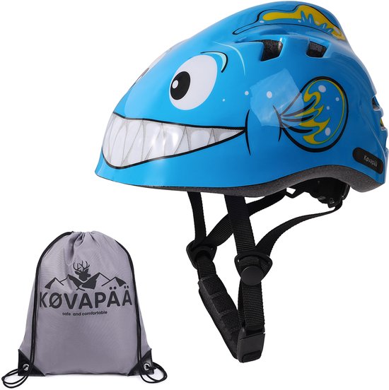 Køvapää® Blauwe Vis Fietshelm Kinderen - Maat 49-53 CM - 2 t/m 5 jaar - XS/S - Fietshelm Jongens- Fietshelm Meisjes - Fietshelm Kind van Køvapää