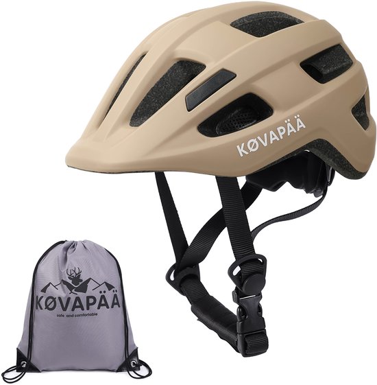 Køvapää® Lappi Fietshelm Kinderen - Zandkleur - Maat 52-56 cm - 5 jaar tot volwassen -S/M - Fietshelm Jongens - Fietshelm Meisjes - Fietshelm Kind van Merkloos