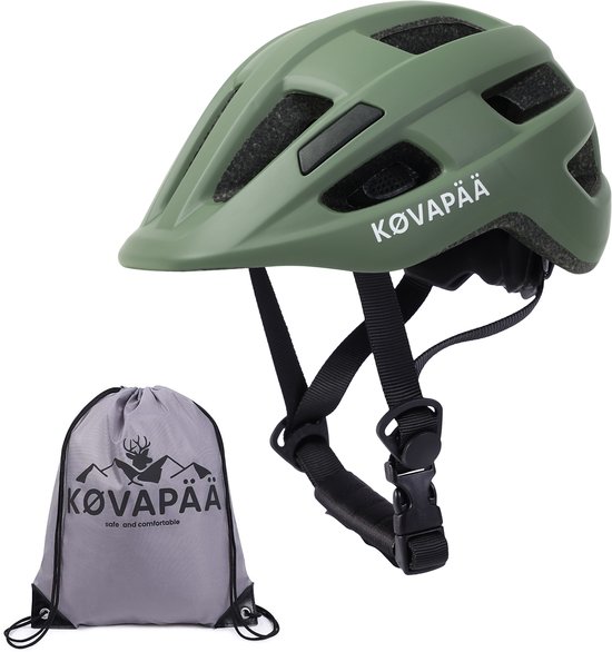 Køvapää® Lappi Fietshelm – Maat S/M (52–56 cm) – Inclusief Opberghoes en Regenhoes - Groen van Merkloos