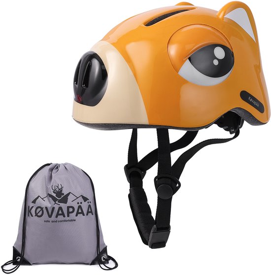 Køvapää® Oranje Wasbeer Fietshelm Kinderen - Maat 49-53 CM - 2 t/m 5 jaar - XS/S - Fietshelm Jongens- Fietshelm Meisjes - Fietshelm Kind van Køvapää