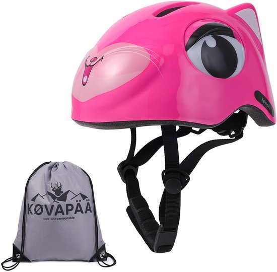 Køvapää® Roze Eekhoorn Fietshelm Kinderen - Maat 49-53 CM - 2 t/m 5 jaar - XS/S - Fietshelm Jongens- Fietshelm Meisjes - Fietshelm Kind van Køvapää