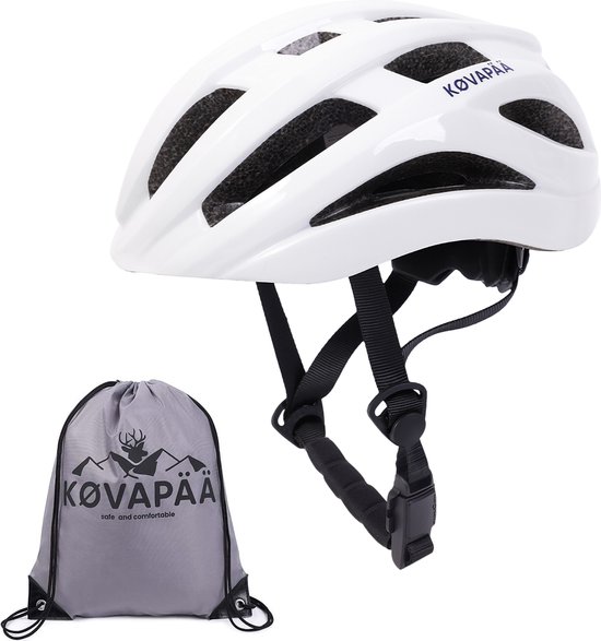 Køvapää® Salo - Wit - M/L - Fietshelm - 56-61 cm - Gemakkelijke Magneetsluiting - Fietshelm Heren - Fietshelm Dames - Fietshelm Volwassenen - van Merkloos