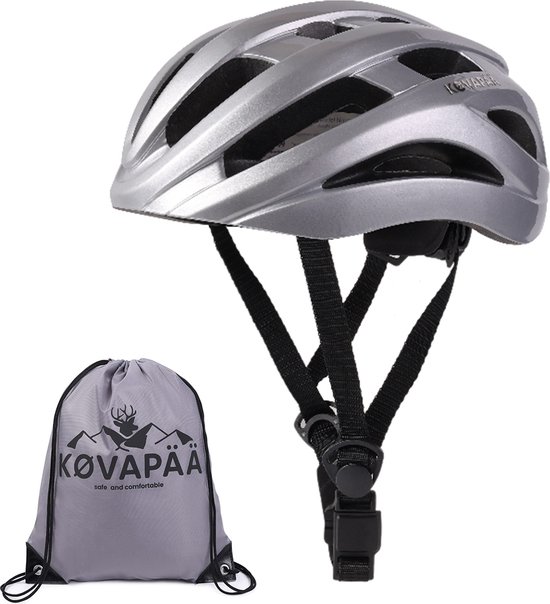 Køvapää® Salo - Zilvergrijs - M/L - Fietshelm - 56-61 cm - Gemakkelijke Magneetsluiting - Fietshelm Heren - Fietshelm Dames - Fietshelm Volwassenen -