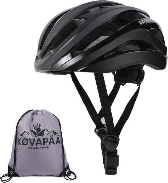 Køvapää® Salo - Zwart - M/L - Fietshelm - 56-61 cm - Gemakkelijke Magneetsluiting - Fietshelm Heren - Fietshelm Dames - Fietshelm Volwassenen - van Merkloos
