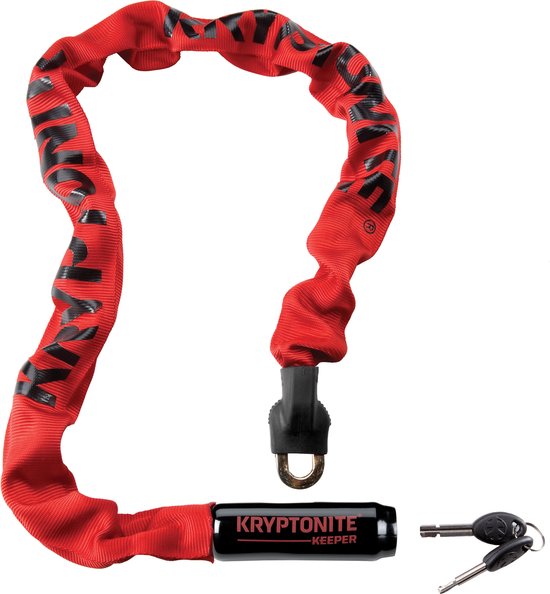 Kryptonite Keeper 785-ketting met Geïntegreerd Slot – Kettingslot Fiets – Fietsslot met Ketting voor Elektrische Fiets – 85 cm – Staal – Rood van Kryptonite