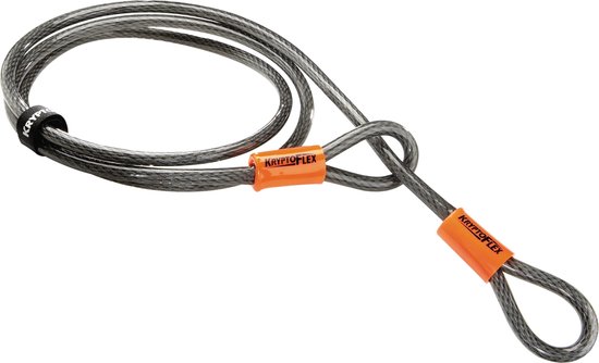 Kryptonite Kryptoflex Kabelslot - Fiets, Terras, Teunmeubel, Step, Kinderwagen - Kabel met Dubbele Lus - Kabelslot > 2 meter– 213 cm - Gevlochten Staal van Kryptonite