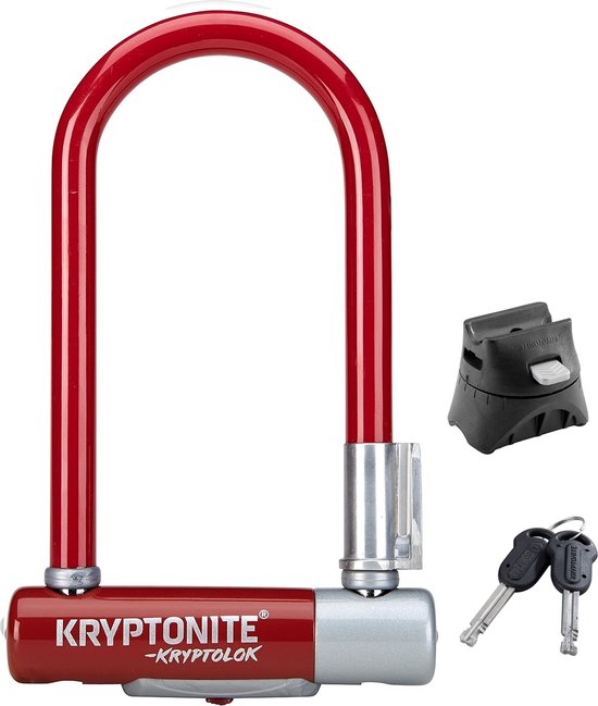 Kryptonite KryptoLok Mini-7 Beugelslot Fiets – ART-2 Slot – Beugelslot Elektrische Fiets – 17,8x8,2cm – Staal – Merlot-Rood van Kryptonite