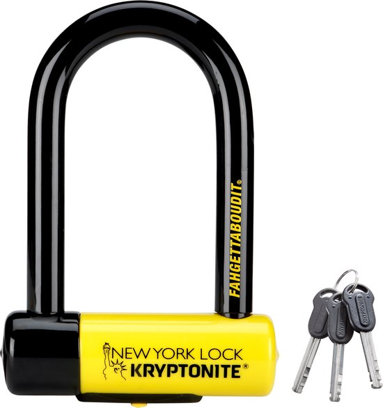 Kryptonite New York Fahgettaboudit Mini Beugelslot S cooter - ART-4 - Motor, Scooter, Elektrische Fietsen - 215,3 x 8,3 cm - Geel van Kryptonite