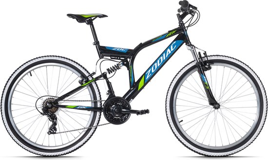 Ks Cycling Fiets 26 inch fully-mountainbike Zodiac met 21 versnellingen zwart-groen - 48 cm van Merkloos