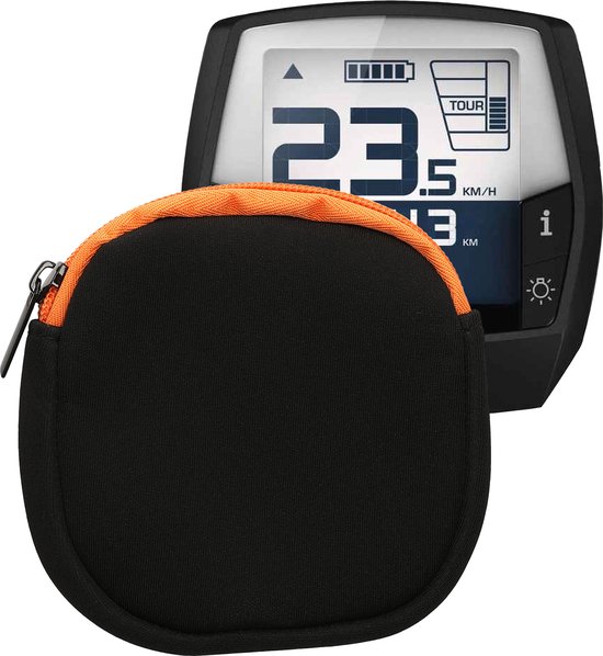 kwmobile hoesje voor e-bike display - Waterdichte display cover elektrische fiets - Van neopreen in mat zwart / oranje van kwmobile