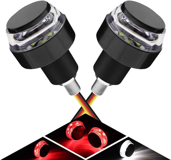 KZQ 2-delige LED richtingaanwijzers voor motor en fiets - Dubbele kleur stuurplug knipperlichten - Wit en rood