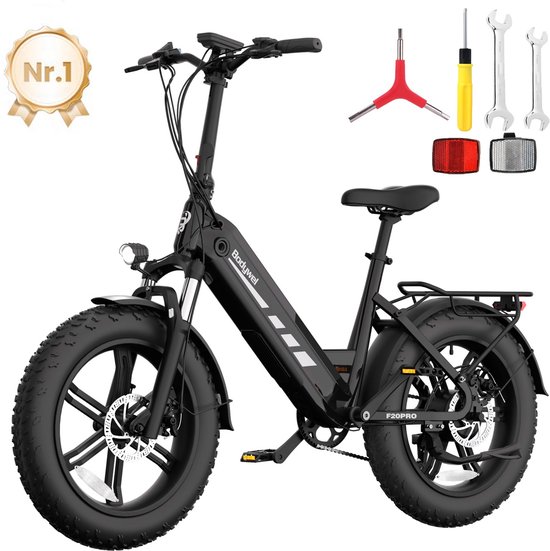 KZQ 20 Inch E-Sneeuwfiets - 48V 20Ah - 500W Achterwielmotor - 60Nm - Shimano 7 Versnellingen - Hydraulische Voorvork - IPX5 - Actieradius 80-130 km - LED Display - Zwart