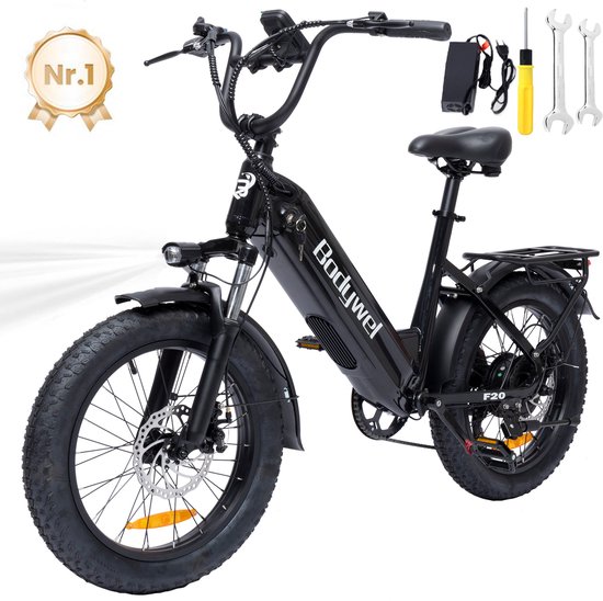 KZQ F20 Elektrische Sneeuwfiets - 20 Inch - 48V 20Ah - 500W Achterwielmotor - Shimano 7 Versnellingen - Hydraulische Voorvork - Actieradius 80-130 km - LED Display - Zwart
