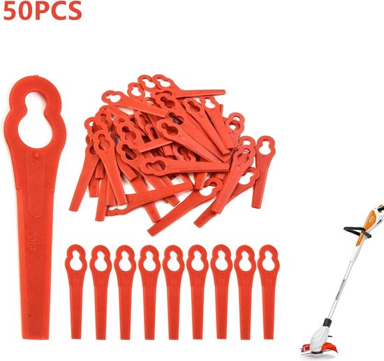 KZQ Grasmaaier Reservemessen - Kunststof Messen - Vervangende Kunststof Messen - Accessoires Maaier - Nylon Messen voor Grasmaaien - Accessoires Tuinmaaier Gereedschap - 50 Stuks - Rood van KZQ
