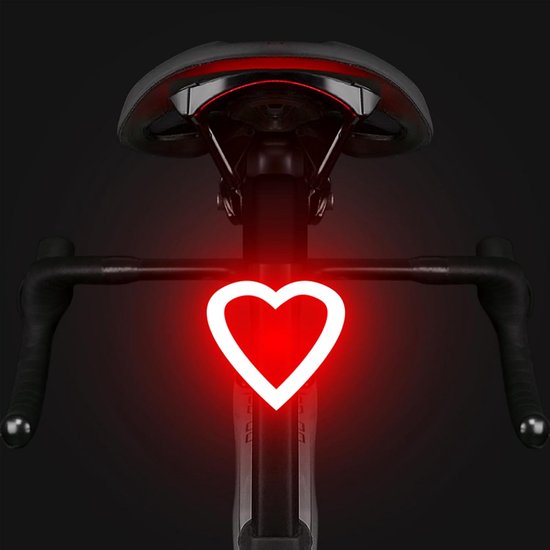 KZQ Hartvormig Fietsachterlicht - USB-Oplaadbaar - 5 Lichtstanden - Helder Rood LED - Waterdicht - Universele Montage - Voor Fiets Helm Rugzak - Rood