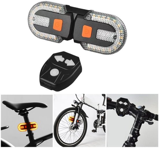 KZQ USB Oplaadbare Fiets Achterlicht met Richtingaanwijzer Draadloze Afstandsbediening Voor en Achter Gesplitst Fietsrichtingaanwijzer voor Veilig Fietsen 1 Stuk