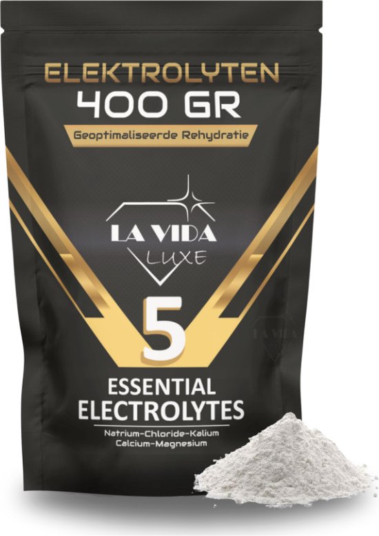 LA VIDA LUXE Elektrolyten Poeder – 68 Porties – 5 Essentiele Electrolyten - Suikervrij Electrolytes Poeder met Natrium, Kalium, Magnesium, Calcium & Chloride – Voor Sport, Hydratatie, Keto & Fasting