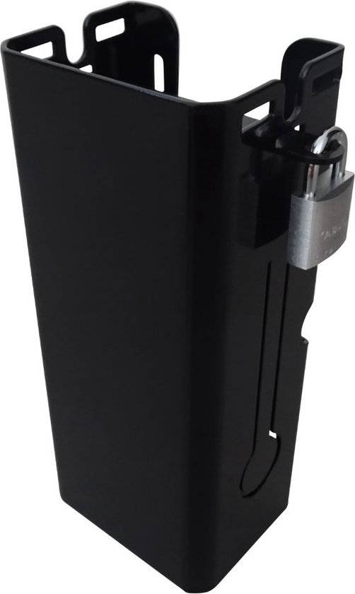 Laadhouder V2 Afsluitbaar | Oplader wandhouder voor het veilig ophangen van uw Elektrische Fiets lader | Zwart maat M | Organizer | Metaal van Castelijn & Beerens