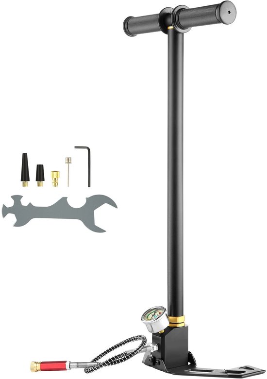 LabelOne Handpomp - Luchtpomp - PCP Pomp - 3 Stage - manometer - 4500psi - zwart