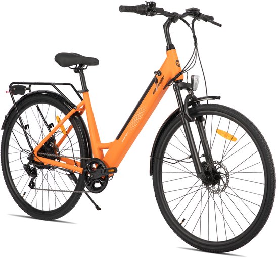 LAMASSU Elektrische Fiets - 700*38C - 250W Motor - 60 km Actieradius -Shimano 7 Versnellingen - Aluminium Frame - Unisex - Oranje