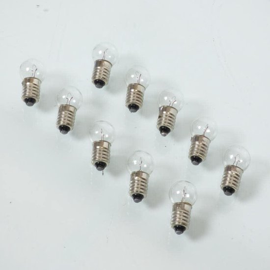 Lampjes 10 stuks - Auto lampjes - Verlichting Moped - Schroeffitting E10 - 6 Volt 6 Watt - Wit