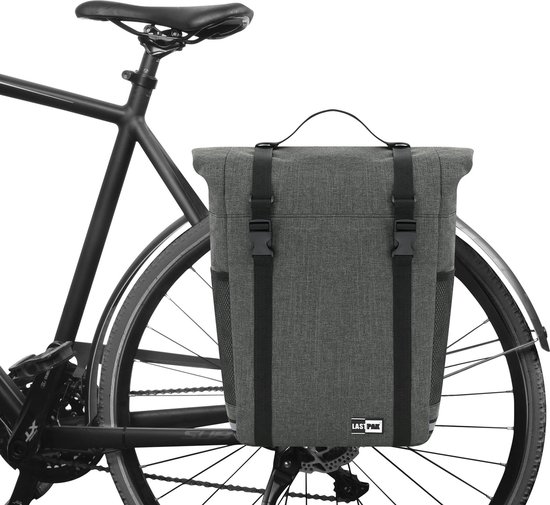 Lastpak Enkele fietstas - waterafstotend - 15 liter - donkergrijs - extra vakken van Lastpak