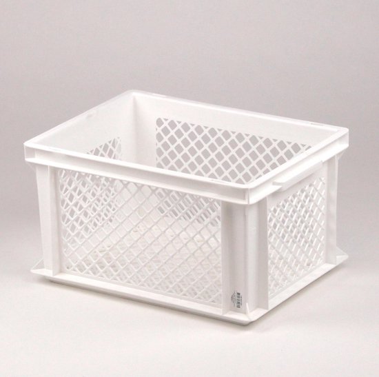 Lastpak Middelgrote fietskrat - kunststof - wit - 40x30x22 cm - geperforeerde bodem van Lastpak