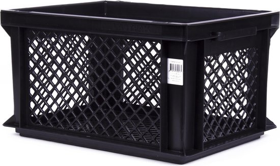 Lastpak Middelgrote fietskrat - stevig kunststof - geperforeerde bodem - 40x30x22 cm - zwart van Lastpak