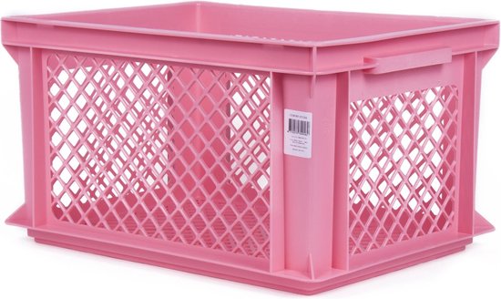 Lastpak Middelgrote fietskrat - stevig kunststof - geperforeerde bodem - roze - 40 x 30 x 22 cm van Lastpak