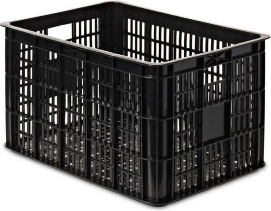 Lastpak Stevige fietskrat kunststof - zwart - 50L - geperforeerde bodem - 48x35x26 cm van Lastpak