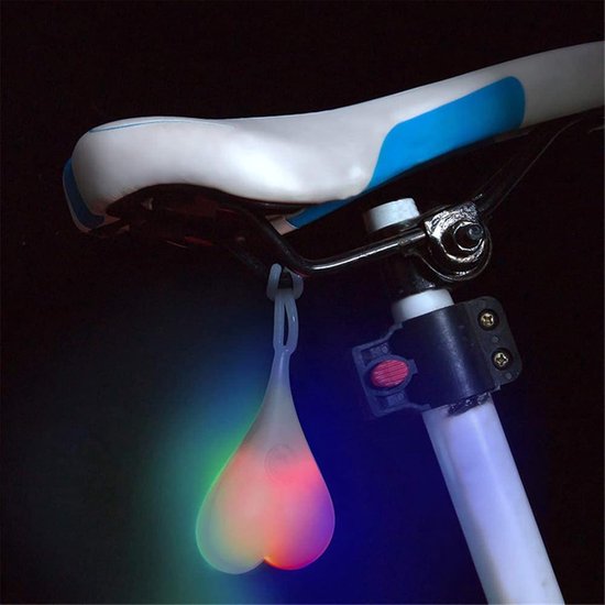 LED-achterlicht voor de fiets / Siliconen waarschuwingslampje — Creatief- waterdicht achterlicht in "eivorm" — Onmisbare uitrusting voor ritten in het donker (Gekleurd licht)