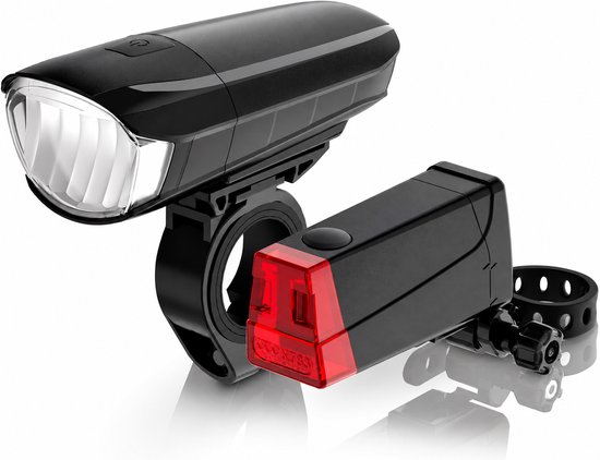 LED Fietslamp Set – Voor- en Achterlicht – Automatische Lichtinstelling – Gereedschapsloze Bevestiging – Regenbestendig – Voor Fiets en E-Bike