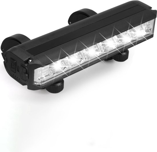 LED Fietsverlichting 1800 Lumen - Fietslamp USB Oplaadbaar - Fietsverlichting met Powerbank - Voorlicht MTB & Racefiets Verlichting - Waterdicht Fietslicht van Merkloos