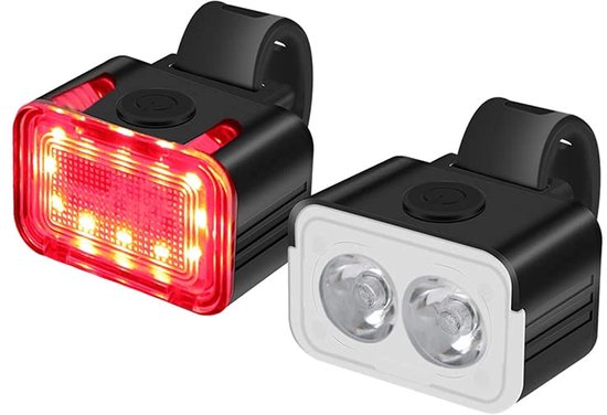 LED Fietsverlichting - 2delige - Voorlicht Achterlicht - Fietslamp - Fietslampje - Fietslampjes - Fietslichtjes - Waterdicht / USB Oplaadbaar - Eenvoudige installatie - voor nachtelijk fietsen/Back to School