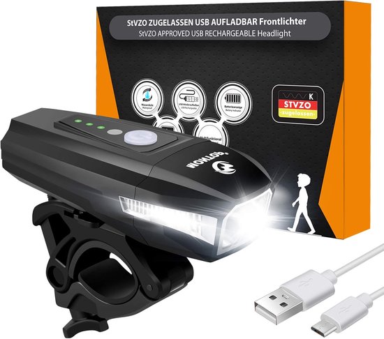 Led-fietsverlichtingsset met Lithium-ion-accu - StVZO-goedgekeurd - Fietsverlichting - Mountainbike Light - Superhelder - USB Oplaadbaar - Waterdicht
