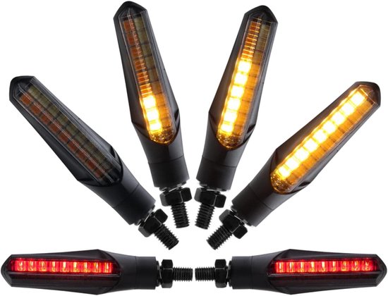 Led Knipperlichten - Remlichten Set - Motor Verlichting - E-keurmerk Legaal - 2 Stuks - Zwart