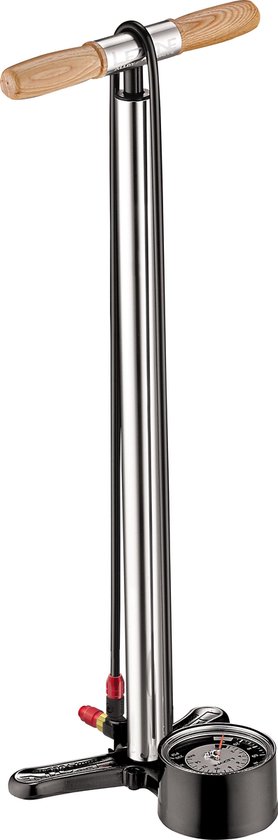 Lezyne Alloy Floor Drive Vloerpomp – Vloerpomp – Extra lang – 15 bar maximale druk – Manometer – 8,9cm – Stevige slang – Staande pomp – Zilver