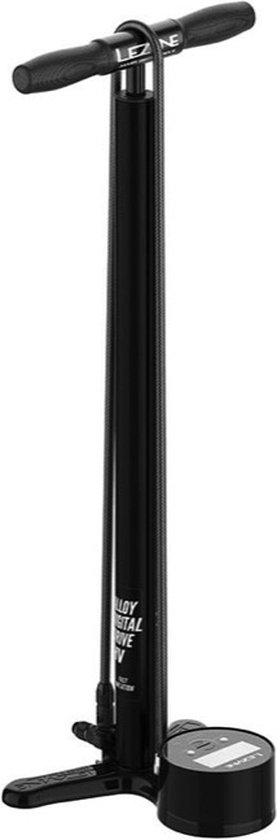 Lezyne Alloy HV Digital Floor Drive Vloerpomp - Vloerpomp - Extra lang - Manometer - 3,5" inch - Stevige slang - Staande pomp - Aluminium Koppelingen - Zwart