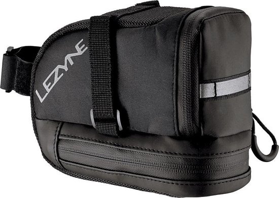Lezyne Caddy zadeltas - Klittenband bevestiging - Waterdichte ritsen - Reflecterend achterlicht - Maat L - 170x60x125 mm- Nylon - Zwart van Lezyne
