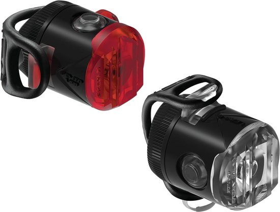 Lezyne Femto USB-C Drive Voor- en Achterset - Fietsverlichting Set - Fietslamp Voorlicht en Achterlicht - USB-C Oplaadbaar Fietslicht - Veiligheidslampjes - 6 knipperstanden - 2 Stuks - Zwart