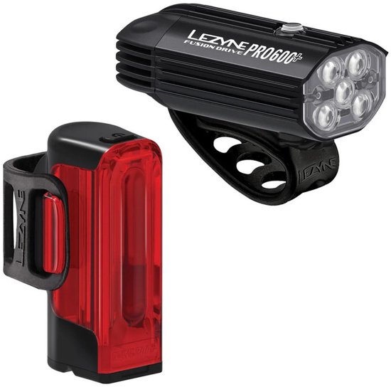 Lezyne Fusion Drive Pro 600+/stripdrive 300+ Licht Set Rood 600 / 300 Lumens