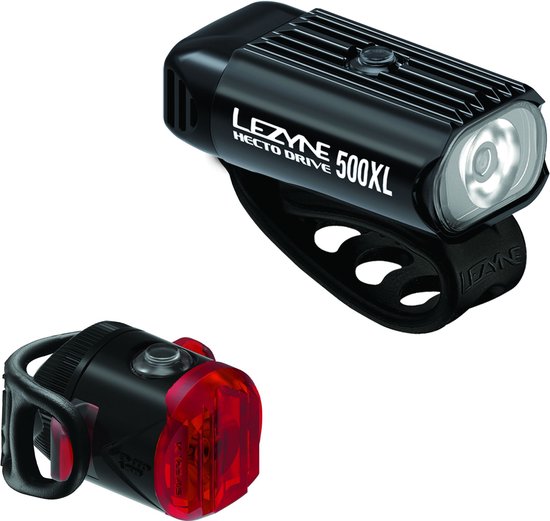 Lezyne Hecto Drive 500XL / KTV Drive Pair - Oplaadbare LED fietslampen - 8 standen - tot 500 Lumen - Accu tot 20 uur - Waterdicht - Zwart