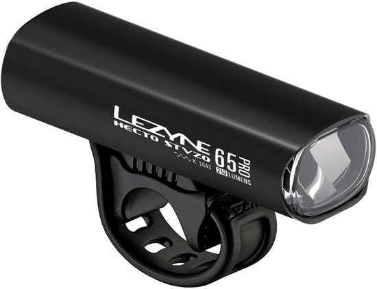 Lezyne Hecto Drive StVZO 65 Lux Front - Micro-USB Oplaadbare Fietsverlichting - LED Fietslamp Voorlicht - Koplamp Fiets - CNC-gefreesd Aluminium - Zwart
