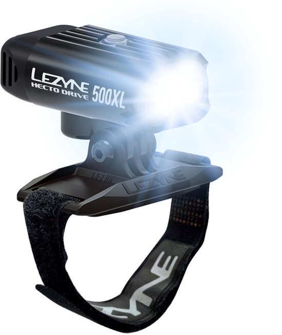 Lezyne Helm Hecto Drive 500XL - Fietsverlichting LED - Fietslamp voor op Helm - Draadloos Oplaadbaar Fietslicht - Ingebouwde USB-Stick - 500 lumen - Zwart