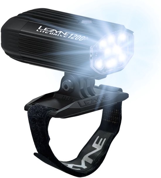 Lezyne Helmet Lite Drive 1200+ - Fietverlichting Voorlamp - Voorlicht fiets - Voorlamp Met Helmbevestiging - USB Oplaadbare Fietslamp - 60 branduren - Waterdicht - Aluminium - Zwart