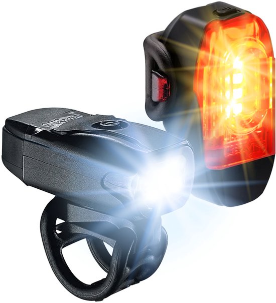 Lezyne KTV Drive + 200 KTV Drive Verlichting set - Fietsverlichting Set - USB Oplaadbaar - Fietslamp Voorlicht en Achterlicht - 200 lumen - Waterdicht - Zwart
