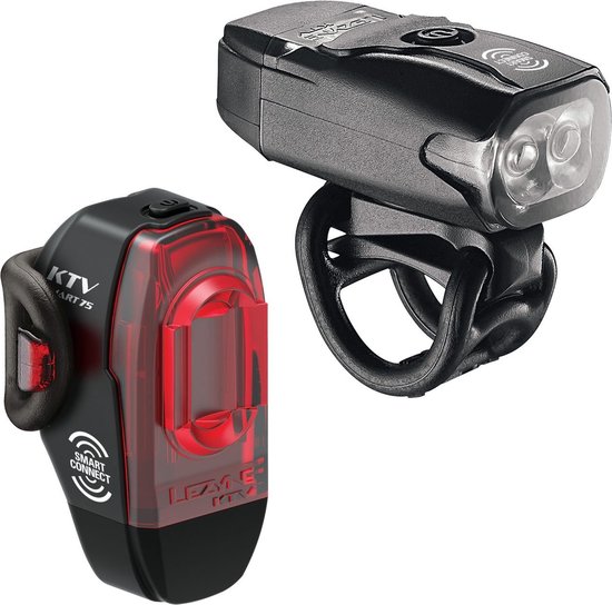 Lezyne KTV Drive/KTV Pro Smart Pair 220F/75R - Fietsverlichting Set - USB Oplaadbare Fietslampen - Fietslicht LED Voorlicht en Achterlicht -Zwart