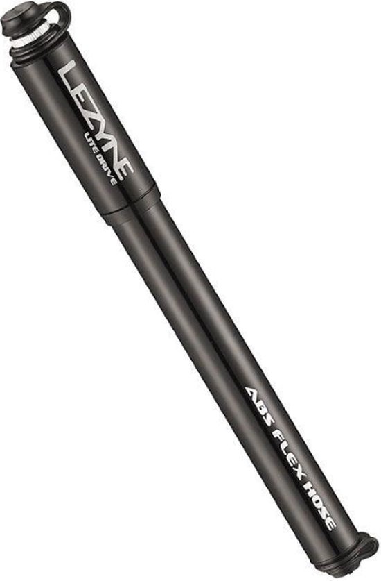 Lezyne Lite Drive - Lichtgewicht handpomp - Presta, Dunlop en Schrader ventielen - ABS Flex Hose - CNC Aluminium - Maat S - Zwart van Lezyne