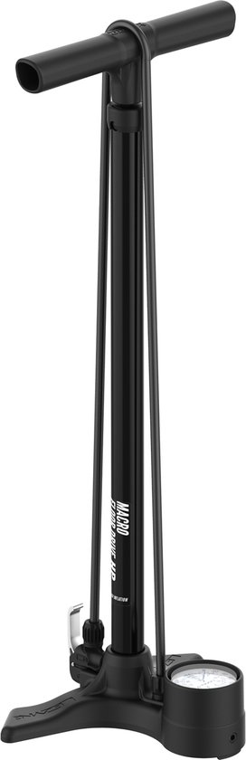 Lezyne Macro HP Floor Drive - Hoge druk fietspomp - Fietspomp met analoge drukmeter - Presta en Schrader ventielen - Staal - Zwart van Lezyne